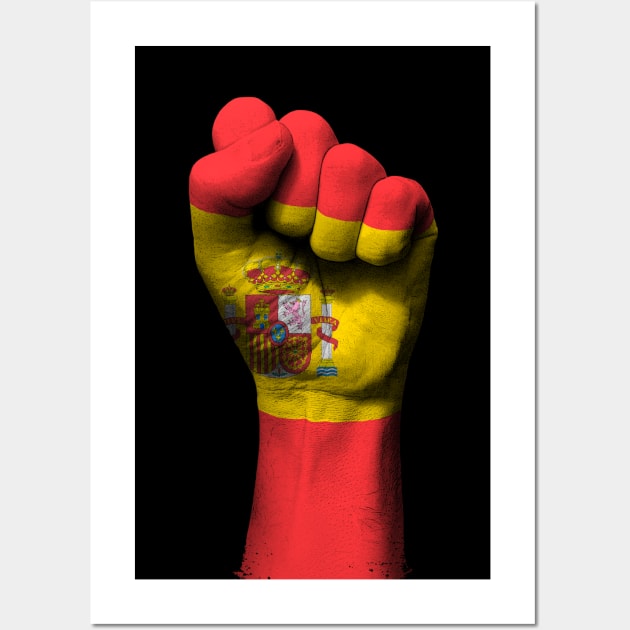 Flag of Spain on a Raised Clenched Fist Wall Art by jeffbartels